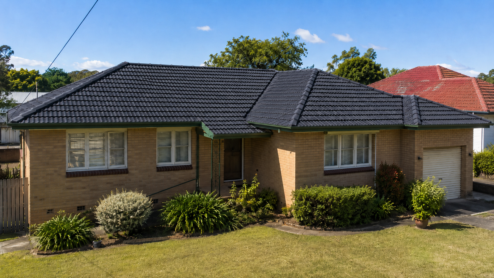 Aerial view of roofing work in Brisbane